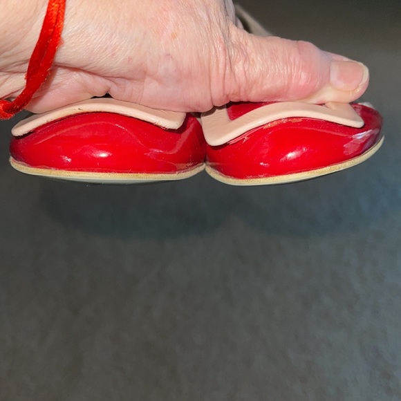 Sesto Meucci Italian vintage flats size 6 1/2 7 6.5 patent red beige Jackie O - Picture 9 of 11